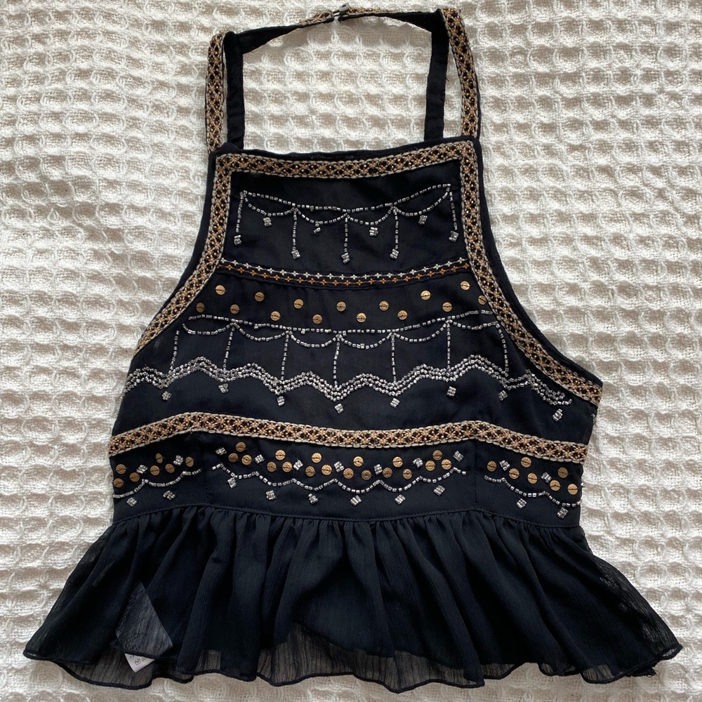 Free People backless cropped blouse